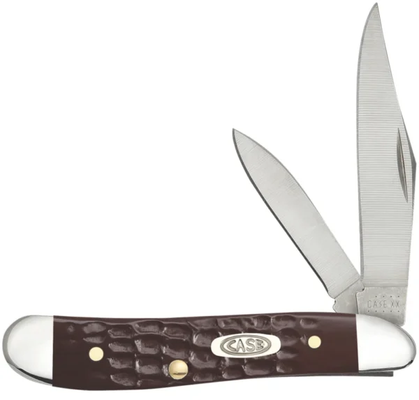 Case 00046 Peanut  2.10"/1.53" Folding Clip/Pen Plain As-Ground Tru-Sharp SS Blade/Brown Jigged Synthetic Handle