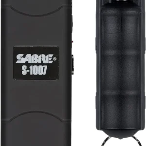 Sabre S7BHCBK Multi-Range Protection Pack Black Plastic 1.6 uC Pain Rating Includes Pepper Spray/Stun Gun w/Flashlight