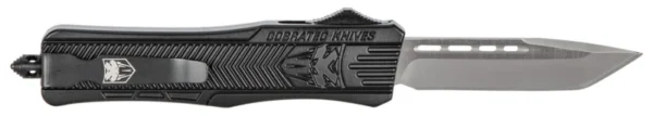 CobraTec Knives MBSTK1MTNS CTK-1  Medium 3" OTF Tanto Plain D2 Steel Blade/Black Aluminum Handle Features Glass Breaker Includes Pocket Clip