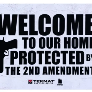 TekMat TEK422AMENDMENT 2nd Amendment Door Mat White/Black Rubber 42" Long "Welcome To Our Home Protected By The 2nd Amendment"
