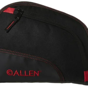 Allen 7738 Auto-Fit  Handgun Case Black Endura w/Red Trim, Foam Padding, Knit Lining, Mag Sleeve, Storage Pocket & Lockable Zipper 9" L