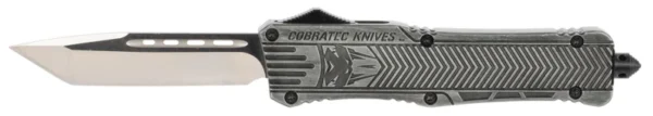CobraTec Knives LSWCTK1LTNS CTK-1  Large 3.75" OTF Tanto Plain D2 Steel Blade/Stonewashed Aluminum Handle Features Glass Breaker Includes Pocket Clip