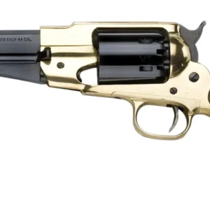 Pietta PF58BR44512 1858 Remington Brass Sheriff 44 Cal 6rd 5.50" Blued Octagonal Steel Barrel & Cylinder, Brass Frame, Checkered Walnut Grip