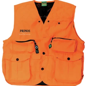 Primos 65702 Gunhunter's Hunting Vest Large Blaze Orange Features Compass & LED Light