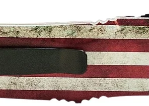 Templar Knife SBRF331 1776 Gen II Small 2.69" OTF Drop Point Plain Black Oxide Stonewashed Black 440C SS Blade/4.31" Betsy Ross Flag Aluminum Handle Features Glass Breaker Includes Pocket Clip/Sheath