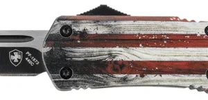 Templar Knife LWUS231 Wood US Flag Gen II Large 3.50" OTF Tanto Plain Black 440C SS Blade Painted Wood Grain US Flag Zinc Aluminum Alloy Handle Features Glass Breaker/Pocket Clip
