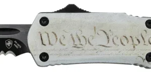 Templar Knife SWTP531 We The People Gen II Small 2.25" OTF Tanto Part Serrated Black 440C SS Blade US Flag Zinc Aluminum Alloy Handle Features Glass Breaker/Pocket Clip