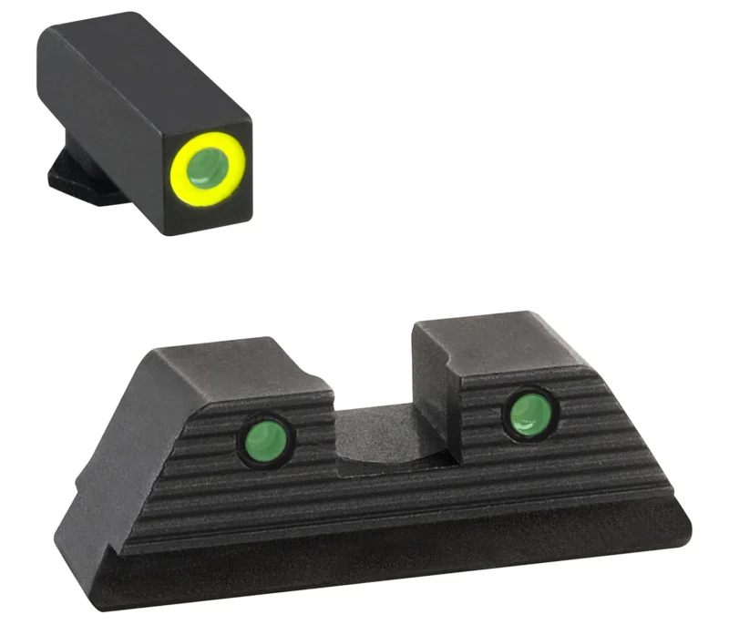 AmeriGlo GL820 Trooper Sight Set for Glock Green Tritium Lumigreen Outline Front Sight-Green Tritium Black Outline Rear Sight