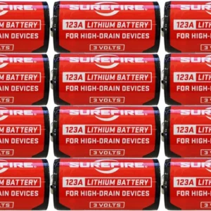 SureFire SF12ABBCS 123A Batteries  Red/Black 3.0 Volts 1,550 mAh (12) Single Package Clamshell
