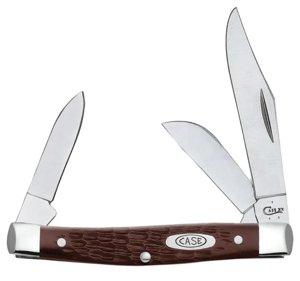Case 00106 Stockman  Medium 2.42"/1.58"/1.57" Folding Clip/Sheepsfoot/Pen Plain As-Ground Tru-Sharp SS Blade/Brown Jigged Synthetic Handle
