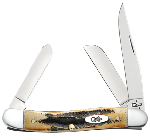 Case 03578 Stockman  Medium 2.57"/1.88"/1.71" Folding Clip/Sheepsfoot/Spey Plain Mirror Polished Tru-Sharp SS Blade/Brown Jigged 6.5 BoneStag Handle