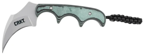 CRKT 2389 Keramin  2.31" Fixed Plain Bead Blasted 5Cr15MoV SS Blade/ Green Contoured Resin Infused Fiber Handle Includes Lanyard/Sheath