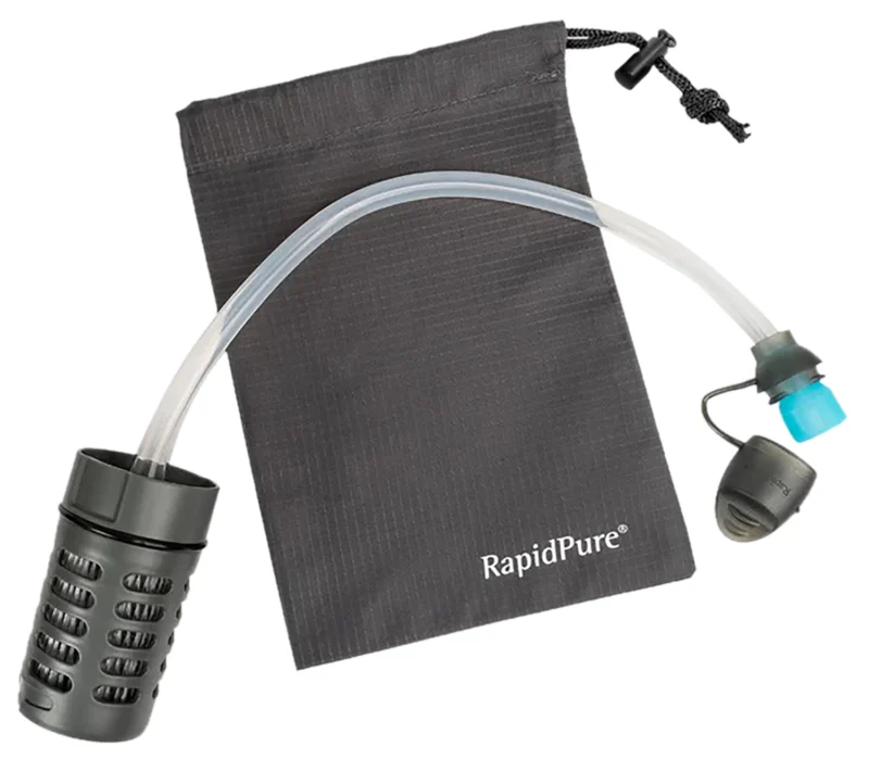 RapidPure 01600105 Purifier + UltraLight Straw Black/Clear, 16" x 24" x 2.4", Includes Travel Pouch