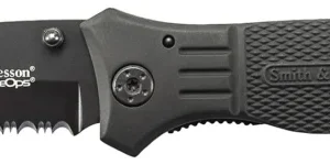 Smith & Wesson Knives SWFR2SCP Extreme Ops  3.30" Folding Tanto Part Serrated Stainless Steel Blade 4.70" Black Includes Pocket Clip