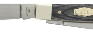 Old Timer 1135990 Heritage Series Trapper 940T 3" Folding Clip Point/Spey Plain D2 Steel Blade, 3.70" Gray Wood Laminate Handle