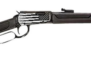 Rossi RL22181SYEN18 Rio Bravo  Full Size 22 LR 15+1, 18" Polished Black Steel Barrel, Polished Black w/Lighting US Flag Engraving Steel Receiver, Black Stock, Right Hand