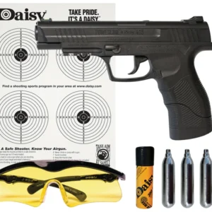 Daisy 985415242 415 Powerline Kit CO2 177 BB 21+1 495 fps, Black Polymer Frame with Pic. Rail, Fiber Optic Sight, Includes Ammo/Target/Glasses/CO2 Cartridges