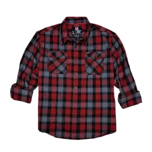 Hornady Gear 32195 Flannel Shirt  2XL Red/Black/Gray,  Cotton/Polyester, Relaxed Fit Button Up