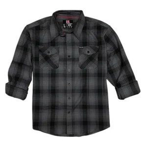 Hornady Gear 32223 Flannel Shirt  Large Gray/Black,  Cotton/Polyester, Relaxed Fit Button Up