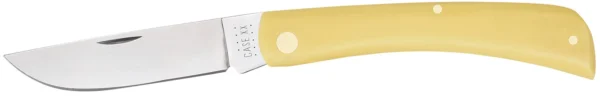 Case 00038 Sod Buster  Folding Skinner Plain Tumble Polish Carbon Steel Blade/Smooth Yellow Synthetic Handle