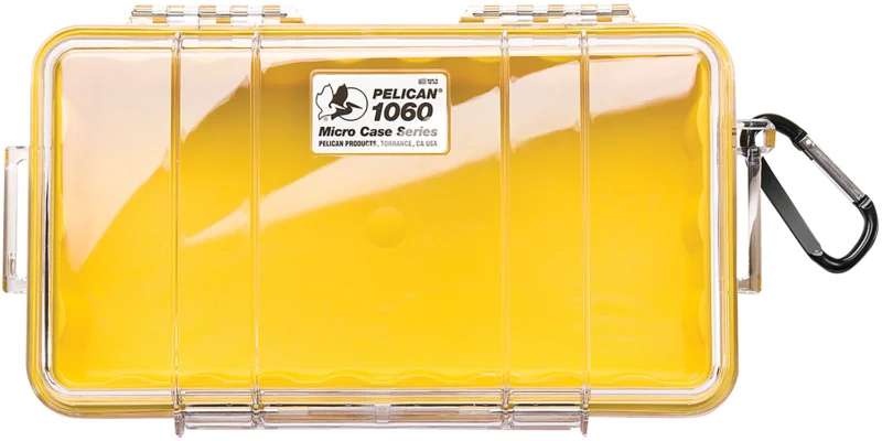 Pelican 1060027100 Micro Case Yellow/Clear Polycarbonate 9.88" Long