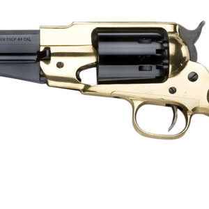Pietta PF58BR44512 1858 Remington Brass Sheriff 44 Cal 6rd 5.50" Blued Octagonal Steel Barrel & Cylinder, Brass Frame, Checkered Walnut Grip