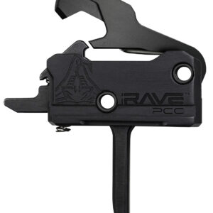 Rise Armament T017FPCCBLK Rave Pistol Caliber Carbine Single-Stage Flat Trigger with 3.50 lbs Draw Weight & Black Nitride Finish for AR-Platform