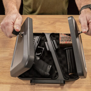 Hornady 95229 Dual-Lid Lock Box Key Entry Black Steel Holds 2 Handguns