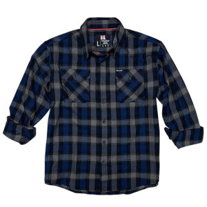 Hornady Gear 32206 Flannel Shirt  3XL Navy/Black/Gray,  Cotton/Polyester, Relaxed Fit Button Up