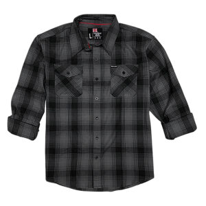 Hornady Gear 32223 Flannel Shirt  Large Gray/Black,  Cotton/Polyester, Relaxed Fit Button Up