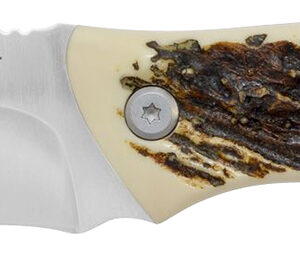 Camillus 19246 Western Crosstrail 4.25" Fixed Drop Point Plain Silver 420 Steel Titanium Bonded Blade, Stag/Antler Delrin Handle, Includes Belt Loop/Sheath