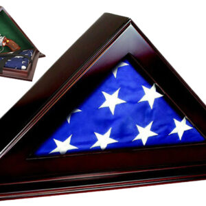Peace Keeper PFC Patriot Flag Case  Key Entry Mahogany Stain Wood Holds 1 Handgun 22" W x 4.25" D x 11.50" H