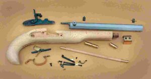 Traditions Black Powder Kentucky Pistol Build-It-Yourself Kit Select Raw Hardwood .50 Cal 10" White Barrel