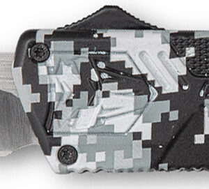 CobraTec Knives WDCCTLWDNS Lightweight  3.25" OTF Drop Point Plain D2 Steel Blade/Winter Digi Camo Aluminum Handle Includes Pocket Clip