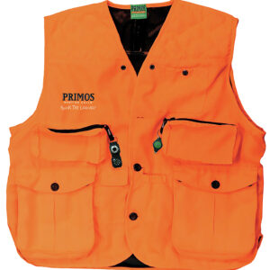Primos 65702 Gunhunter's Hunting Vest Large Blaze Orange Features Compass & LED Light