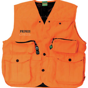 Primos 65705 Gunhunter's Hunting Vest 3XL Blaze Orange Features Compass & LED Light