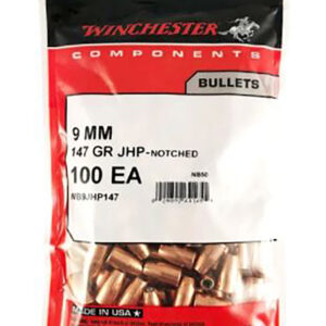 Winchester Ammo WB9JHP147D Centerfire Handgun Reloading 9mm 147gr Jacketed Hollow Point 500 Per Box/4 Case