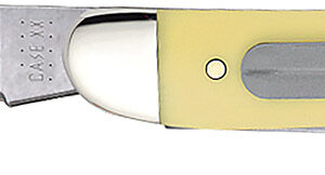 Case 00120 Fishing  3.40" Folding Clip/Fish Scaler Plain/Serrated Tumble Polish Tru-Sharp SS Blade/ Yellow Synthetic Handle