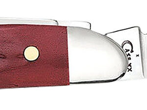 Case 00781 Peanut Medium 2.10"/1.53" Folding Clip Point/Pen Plain Mirror Polished Tru-Sharp SS Blade Corn Cob Jigged Old Red Bone Handle