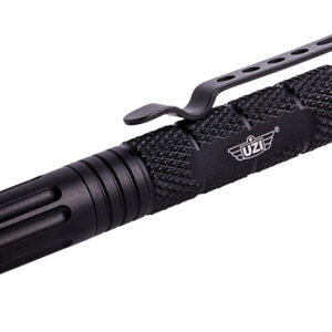 Uzi Accessories UZITACPEN6BK Tactical Pen  Black Aluminum 6" Features Glass Breaker/Cuff Key
