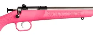 Crickett KSA2221 Youth  22 LR 1rd 16.12" Stainless Steel Barrel, Fixed Front/Adjustable Rear Peep Sights, Pink Synthetic Stock w/11.5" LOP, Rebounding Firing Pin Safety