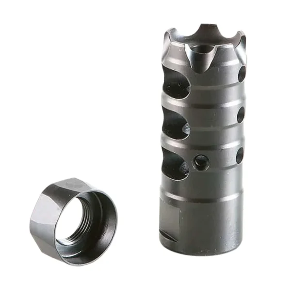 Patriot Ordnance Factory 00308 Triple Port Muzzle Brake Black Nitride Steel with 1/2"-28 tpi Threads for 223 Rem, 5.56x45mm NATO AR-Platform