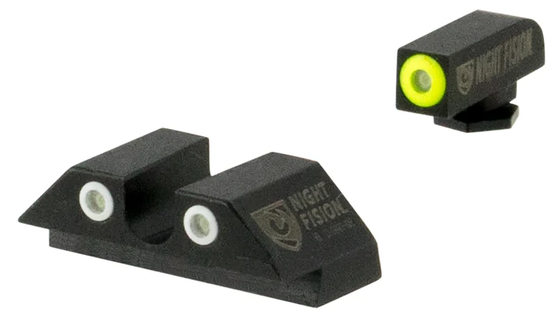 Night Fision GLK002007YGW Tritium Night Sights For Glock Green Tritium Yellow Outline Front Sight- Green Tritium White Outline Rear Sight Glock 20/21/29/30/36/40/41