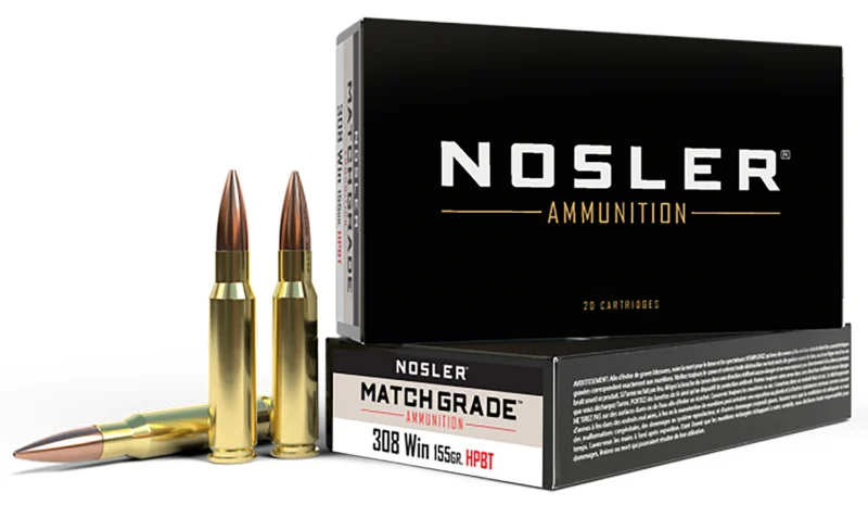 Nosler 60052 Match Grade 308Win 155gr Custom Competition Hollow Point Boat Tail 20 Per Box/10 Case