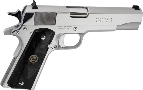 IVER JOHNSON 1911A1 45ACP 5" - FS 8RD CHROME BLK PEARL GRIPS - Image 2
