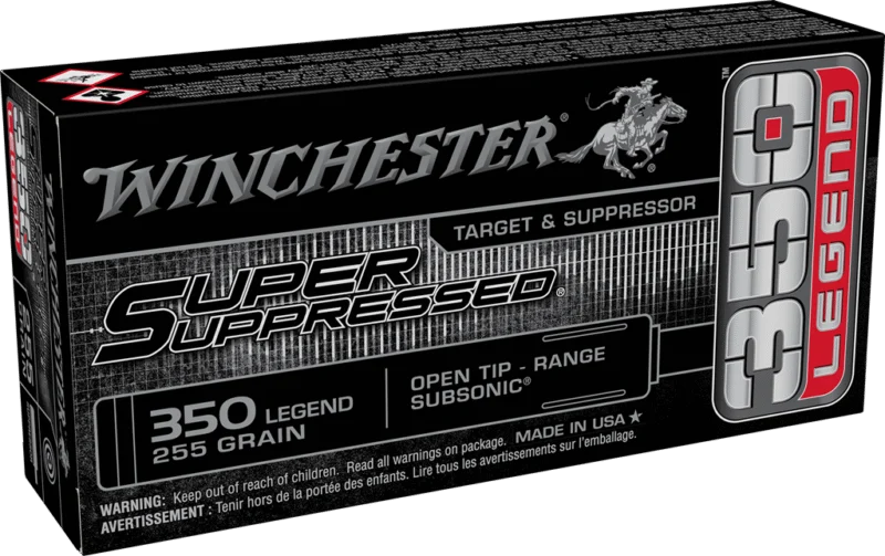 WINCHESTER SUPER SUPPRESSED 350 LEGEND 265GR OPN TIP SUBSONIC 20RD BX 200RD CASE